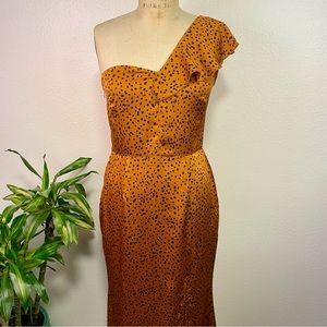 🏵️NWT Missguided One Shoulder Orange Silky Dress - Size 8🏵️